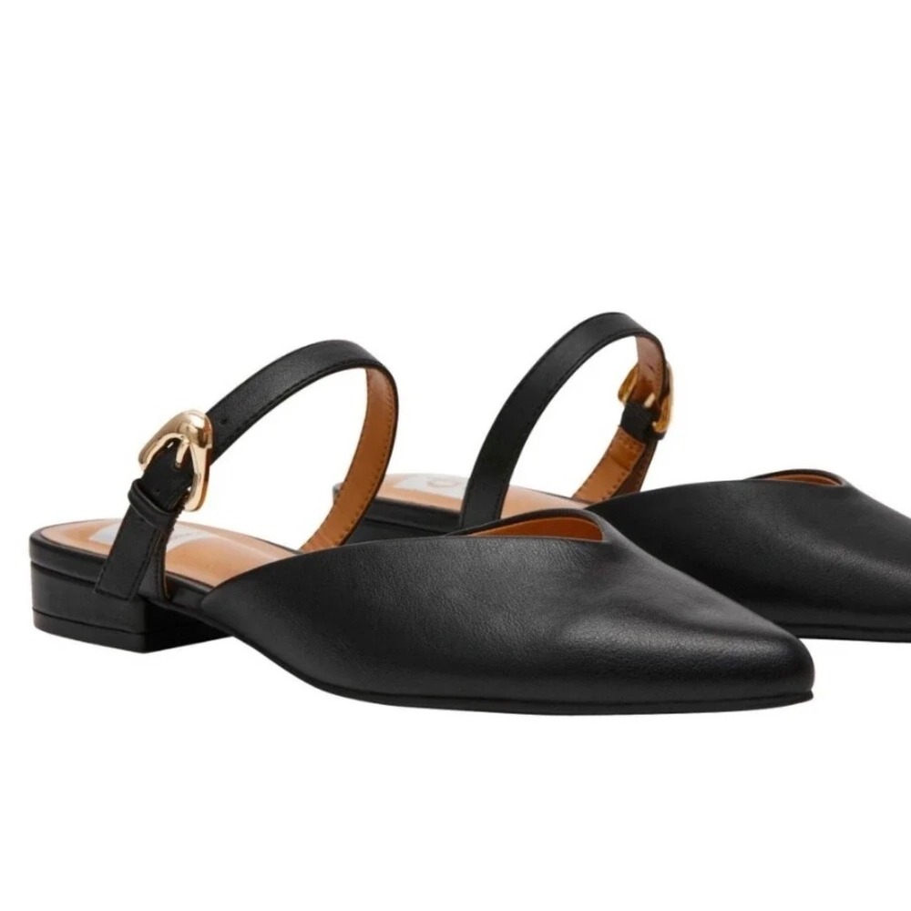 DV Dolce Vita Dayme Black Pointed Toe Mary Jane Buckle Strap Mules Flats 7.5